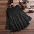 thumbnail image 5 of FAVIPT Women's 3/4 Sleeve Linen Shirts Lace Embroidery Gauze Tunic Tees V Neck Bandage Linen Patchwork Blouses Casual Boho Peasant Tops Summer 2025 Black,M, 5 of 8