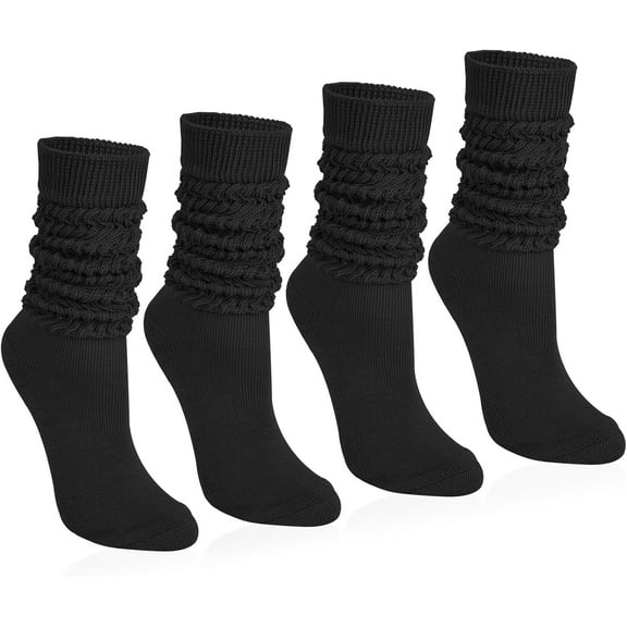 4 Pairs Women Slouch Socks Soft Knee High Scrunch Slouchy Socks Knit Tube Extra Long Socks for Women