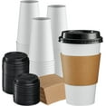 thumbnail image 1 of [16 oz. - 100 Sets] Disposable Coffee Cups with Lids and Sleeves - to Go Paper Hot Cups for Travel and Office Use - Formerly Comfy Package, 1 of 7