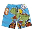 thumbnail image 3 of Uemuo Dinosaur Riding a Motorcycle Pattern Men's Swim Trunks Hawaiian Beach Bathing Suit Swimsuits Beach Quick-Dry Shorts with Pockets-3X-Large, 3 of 9
