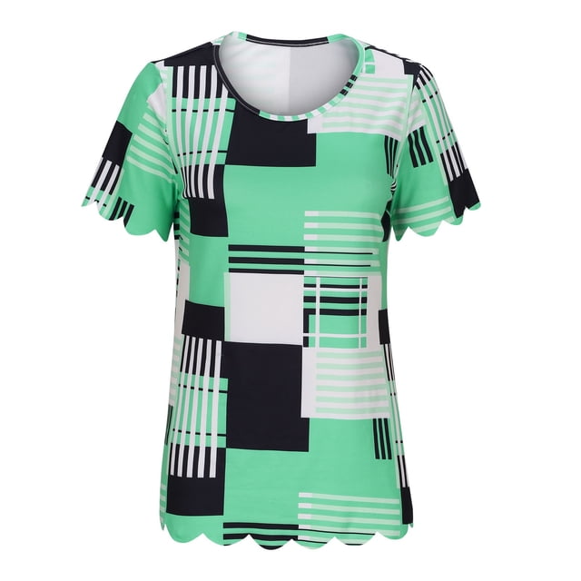 Fiudx Ofertas Flash Del Día Solo En Línea Blusa de Manga Corta a La Moda para Mujer, Camiseta Estampada, Top Informal