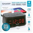 thumbnail image 2 of Reloj despertador digital SHARP, negro medianoche, puerto de carga USB, pantalla LED roja, 2 of 7
