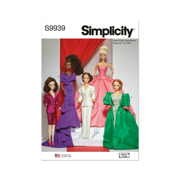 Simplicity Sewing Pattern 9939 - 11 1/2” Fashion Doll Clothes by Andrea Schewe Designs, Size: OS (One Size)