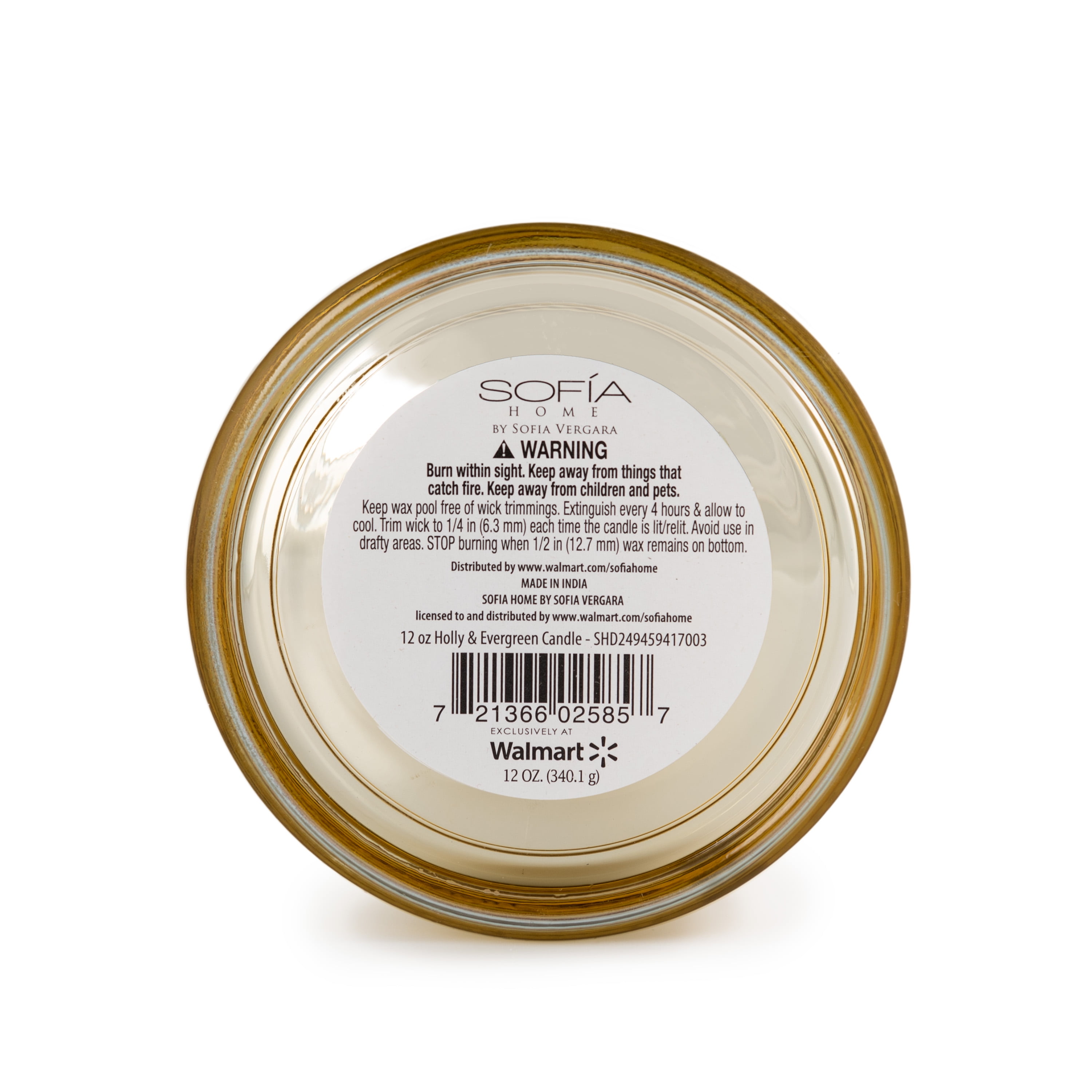 Sofia Home 12oz. 3-Wick Candle Holly and Evergreen by Sofia Vergara