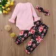 thumbnail image 3 of goowrom Baby Girls Unique Letter Print Jumpsuit + Flower Pants +Headband Set, 3 of 9