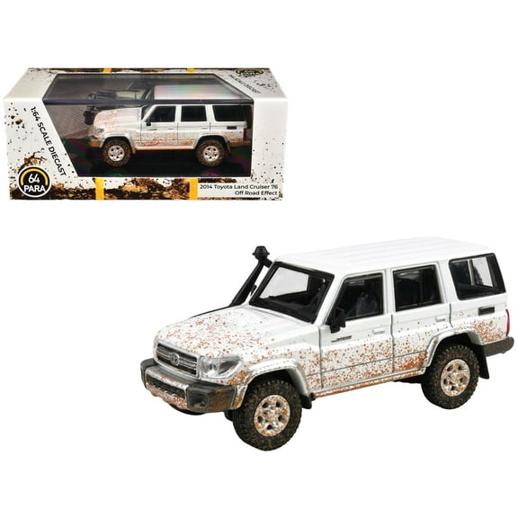 2014 Toyota Land Cruiser 76 White (Dirty Off Road Effect) 1/64 Diecast Model Car by Paragon