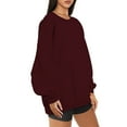 thumbnail image 3 of Crew Neck Sweatshirts Women Vintage,Oversized Sweatshirts for Women Crewneck, Women's Autumn Winter Long Sleeve Pullover Tops Solid Color T-shirts Shirts,Long Sleeve Workout Tops For Women Loose Fit, 3 of 7