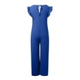 thumbnail image 5 of SRZYMJ Formal Jumpsuit for Women Stylish Women's Lace Up Front Ruffle Detail Wide Leg Jumpsuit for Everyday Casual Wear Comfortable Flowy Trousers with, 5 of 5