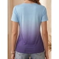 thumbnail image 2 of Cuteduck Women Plus Size Tops Casual Short Sleeve V-Neck T-Shirt Summer Color Blending Loose Fit Comfort T-Shirt M-3XL, 2 of 9