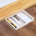 thumbnail image 2 of 2PCS Hanging Container ABS Drawer Style Storage Box Punch Free Adhesive Pen Box Under Table Desk Organizer (Size L, 1PC Grey, 1PC White), 2 of 7