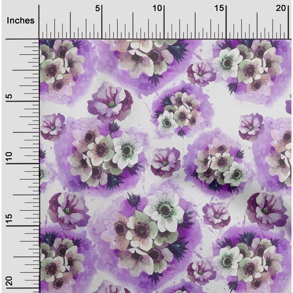 oneOone Cotton Jersey Amethyst Fabric Flower Watercolor Sewing Craft Projects Fabric Prints By Yard 58 Inch Wide