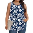 thumbnail image 7 of Axiiglly Plus Size Tank Tops for Women Floral Print Crewneck Relaxed Fit Wide Strap Summer Sleeveless Dressy Tops, L-5XL, 7 of 7
