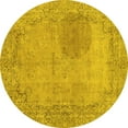 thumbnail image 1 of Ahgly Company Machine Washable Indoor Round Abstract Yellow Modern Area Rugs, 8' Round, 1 of 4