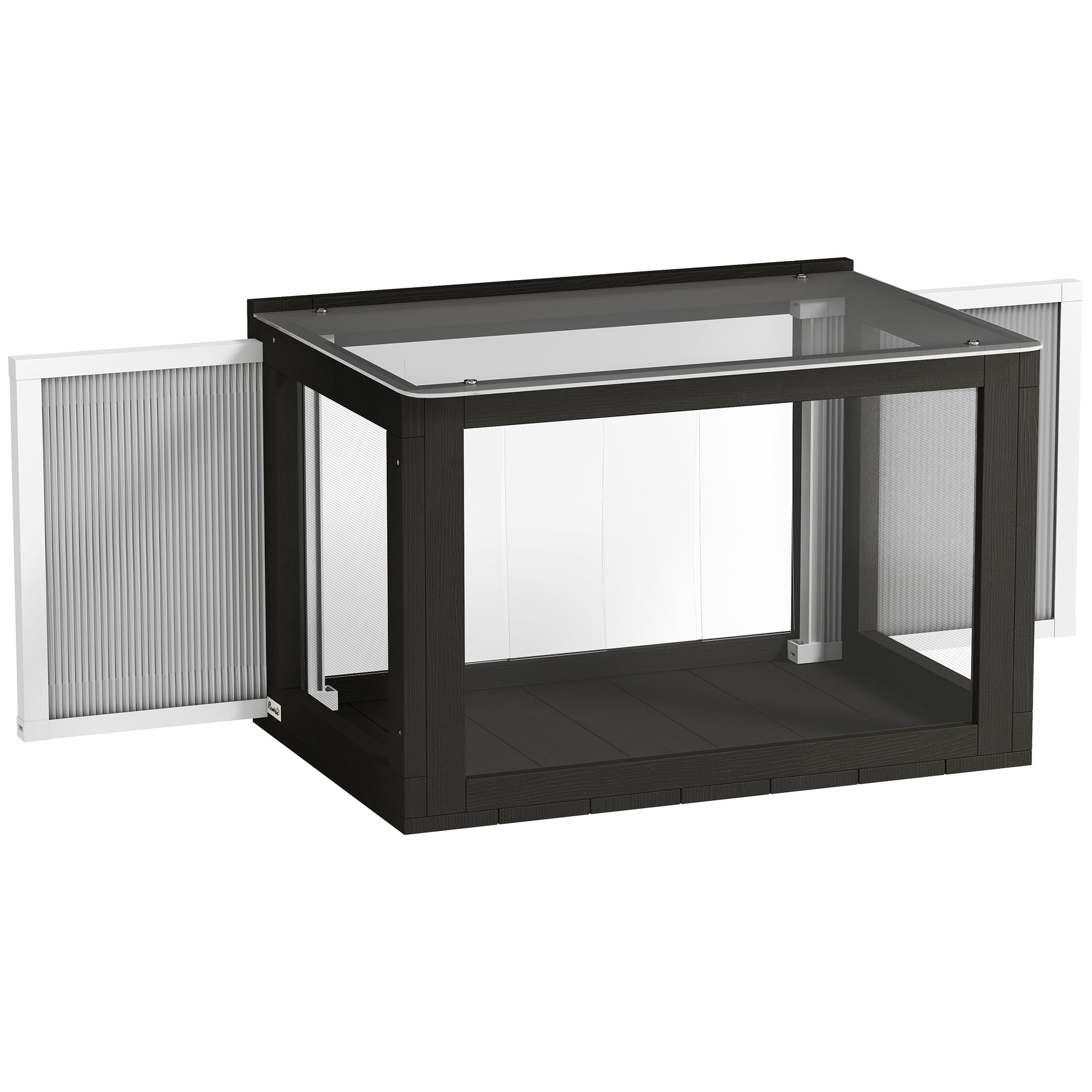 PawHut Catio Outdoor Cat Enclosure Suitable for Window 25"–41", Outdoor Cat House Clear Panel, for Sunbathing, Napping & Overlooking
