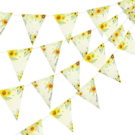 Cheerland 28 Ft Sunflower Triangle Banner, Fall Theme Party Flag, Autumn Decoration