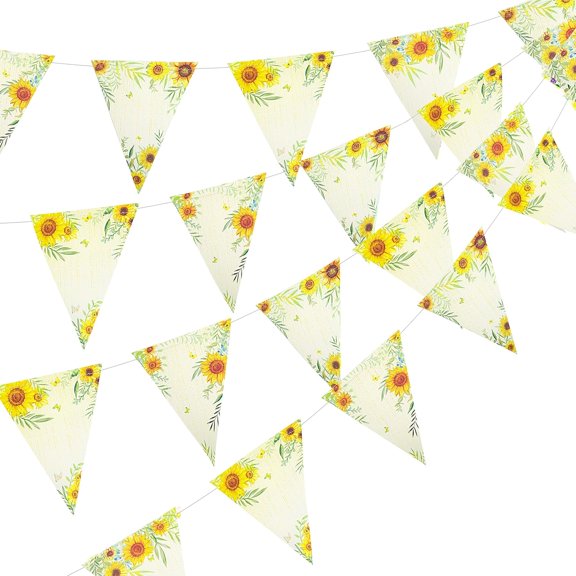 Cheerland 28 Ft Sunflower Triangle Banner, Fall Theme Party Flag, Autumn Decoration