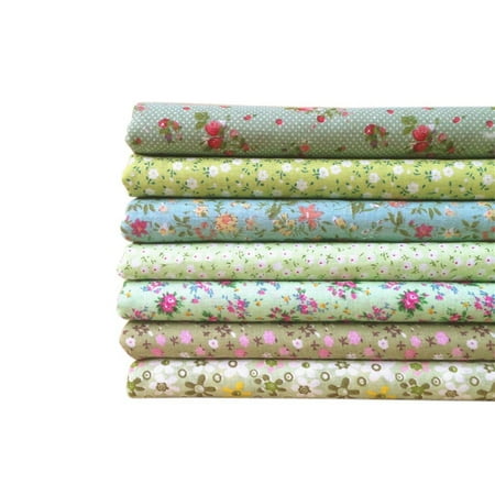 Flower Print Fabrics - Joyfeel Clearance Green Series 7pcs/set Fabric Bundles Flower Printed Cotton Fabric Patchwork Sewing Fabric 50x50cm