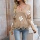 thumbnail image 2 of Suéter de punto informal de manga larga de otoño e invierno para mujer con cuello en V estampado Pompotops hdfakjf11590, 2 of 7