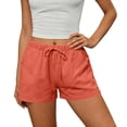 thumbnail image 6 of Womens Linen Shorts Lightweight Drawstring Elastic Waist Lounge Shorts Summer Casual Beach Bottom with Pocket, XL, 6 of 6
