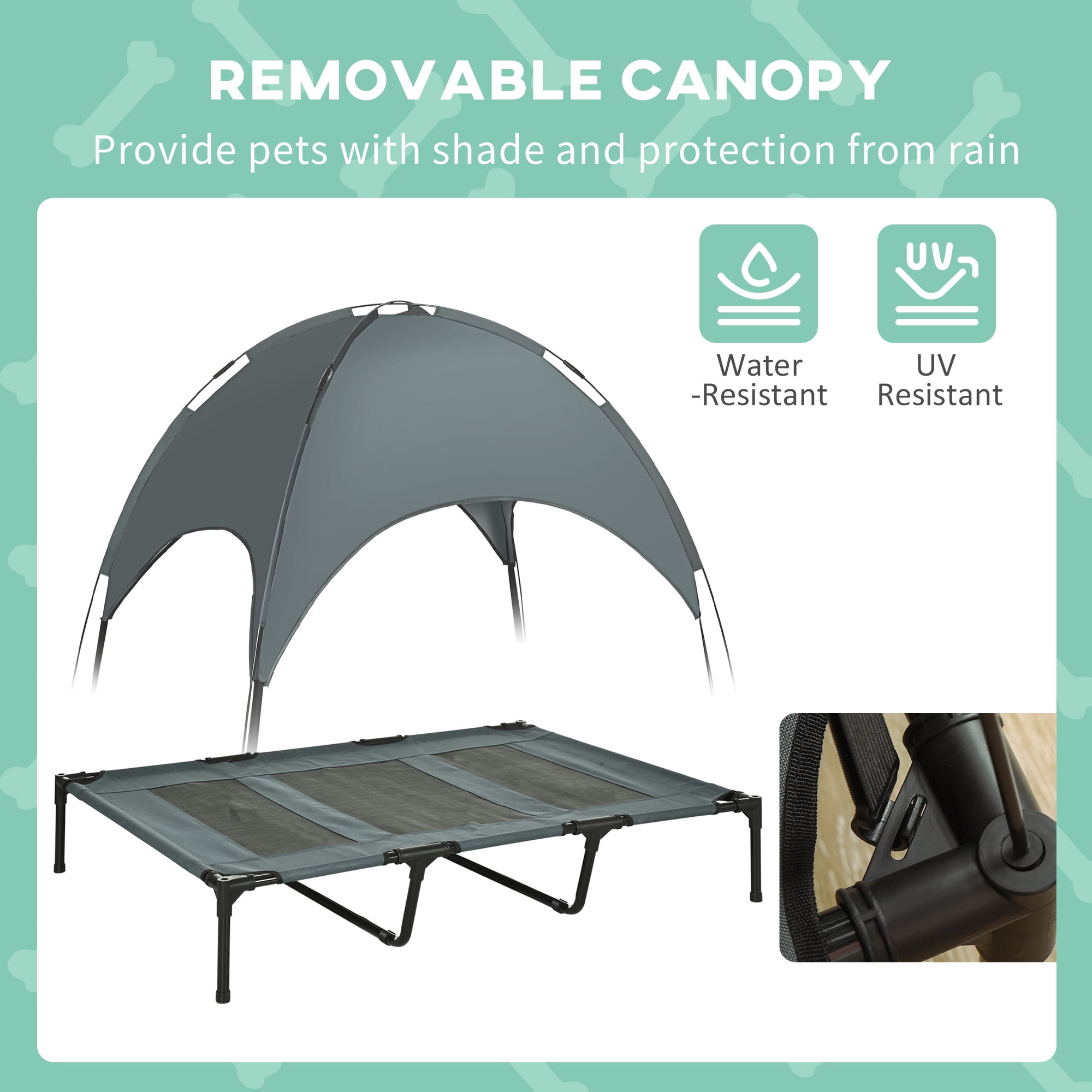 Elevated Portable Dog Cot Pet Bed with UV Protection Canopy Shade, 48 inch