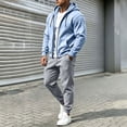 thumbnail image 6 of Mens 2 Piece Suits Full Zipper Drawstring Hooded Sweatshirts Elastic Waist Joggers Solid Color Fashion Comfy Outfits Light Blue XL, 6 of 7