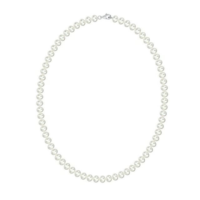 Collier Classique de Perles d'Eau Douce 6 mm avec Fermoir en Argent Sterling