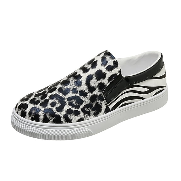 VOUZZA Cheetah Print Women Shoes Casual Fashion Leopard Print Leather Low Cut Comfortable Flat Sole Casual Single Shoes Sneakers For Women