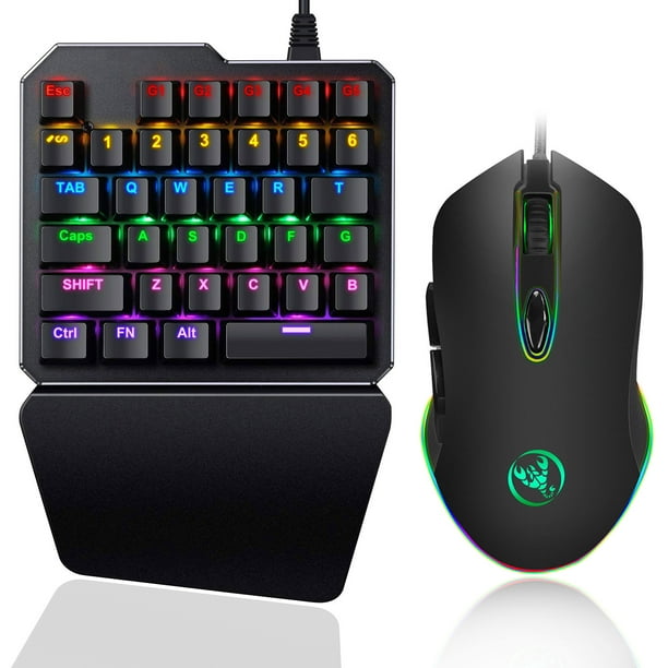Gaming Keyboard and Mouse Combo,Onehanded Blue Switch Mechanical