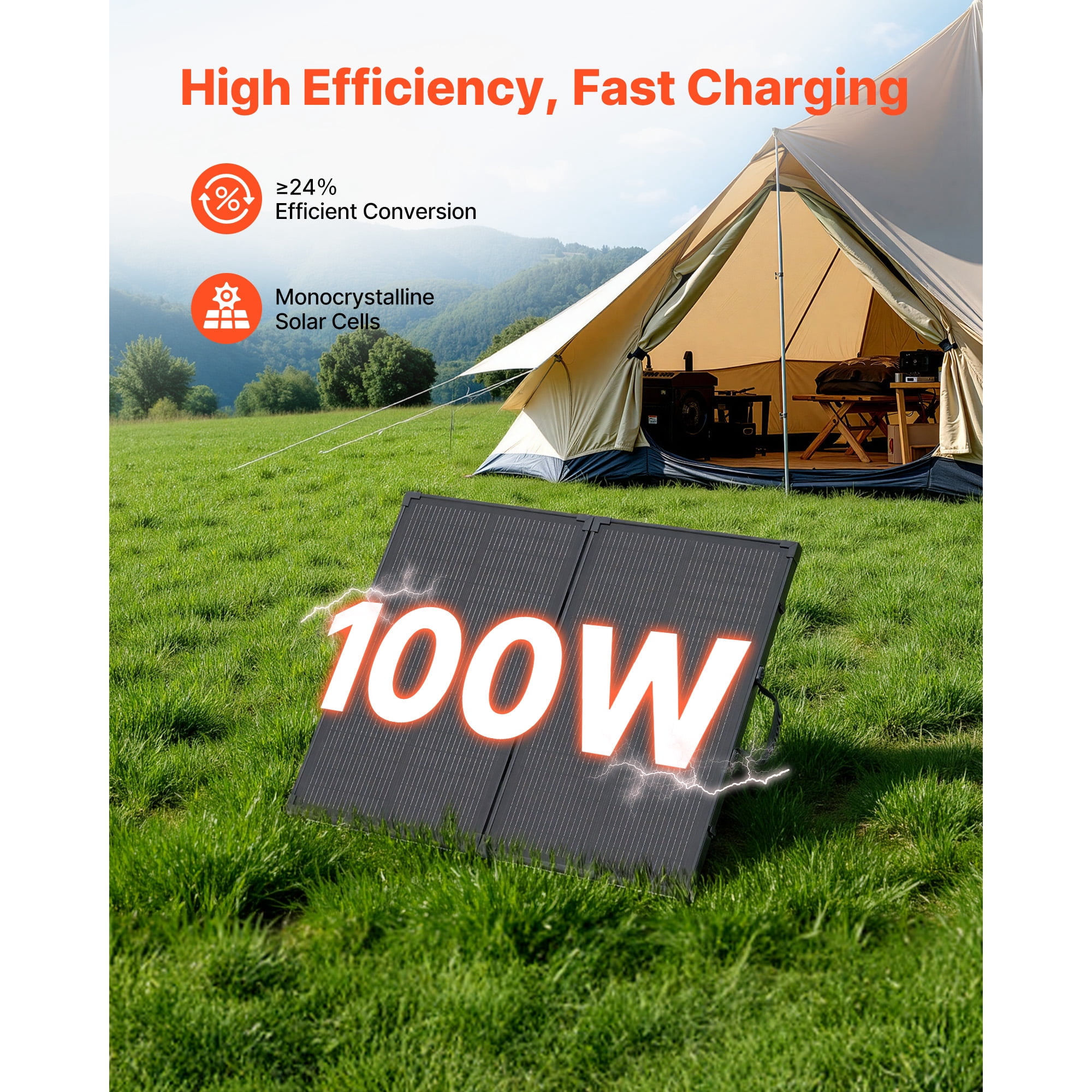 KFFKFF Foldable Solar Panel S100 Monocrystalline 100W ≥24% IP67 +, 1