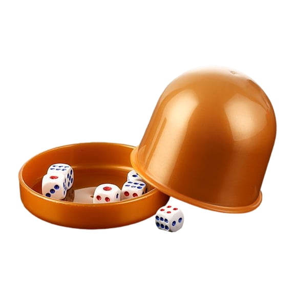 OIUR 1 Set Dice Cup with Base 6 Dot Dice Heavy Duty Manual Shaker Cup Adults Family Night Bar Party Gambling Drinking Board Game Casino Equipment