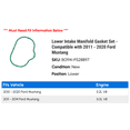 thumbnail image 2 of Lower Intake Manifold Gasket Set - Compatible with 2011 - 2020 Ford Mustang 2012 2013 2014 2015 2016 2017 2018 2019, 2 of 2