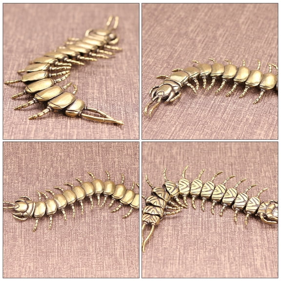 FRCOLOR Golden Brass Sculpture for Decor Delicate Antique Tea Tray Ornament Creative 1PC