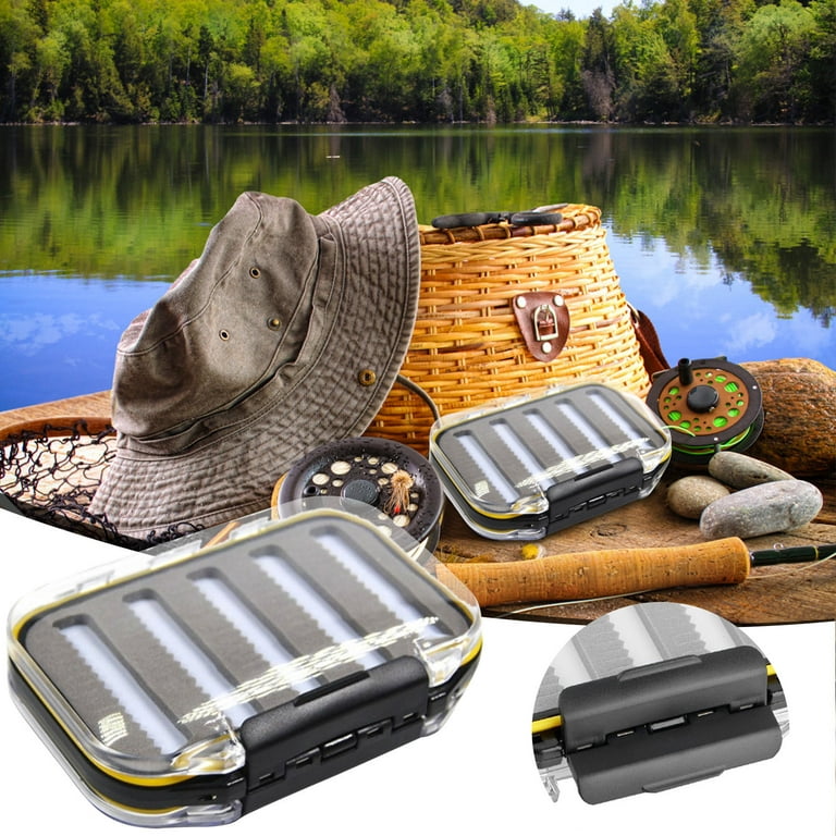 BeforeyaynTransparent Double-sided Transparent Fly Box Fly Fishing Box  Double-faced Fishing Tackle Box Sequin Box Fishhook Box Fishing Tackle Box  