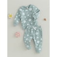 thumbnail image 3 of Cenuakty Infant Baby Girl 2Pcs Fall Clothes Set Flower Print Long Sleeve Crewneck Tops Elastic Waist Pants Outfit, 3 of 8