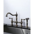 thumbnail image 3 of Wowow Double Handle 8 Inch Centerset Bridge Kitchen Faucet with Side Sprayer,Solid Brass Kitchen Faucet in Antique Bronze, 3 of 8