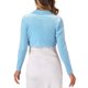 thumbnail image 3 of INSPIRAR CHIC Chaqueta de terciopelo corta de manga larga con solapa abierta para mujer L Azul claro, 3 of 6