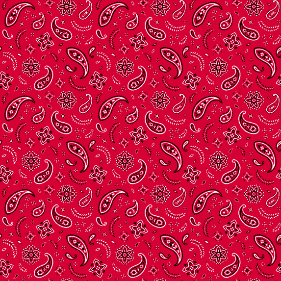 Red All Over Paisley Bandanas - Dozen Packed 22x22