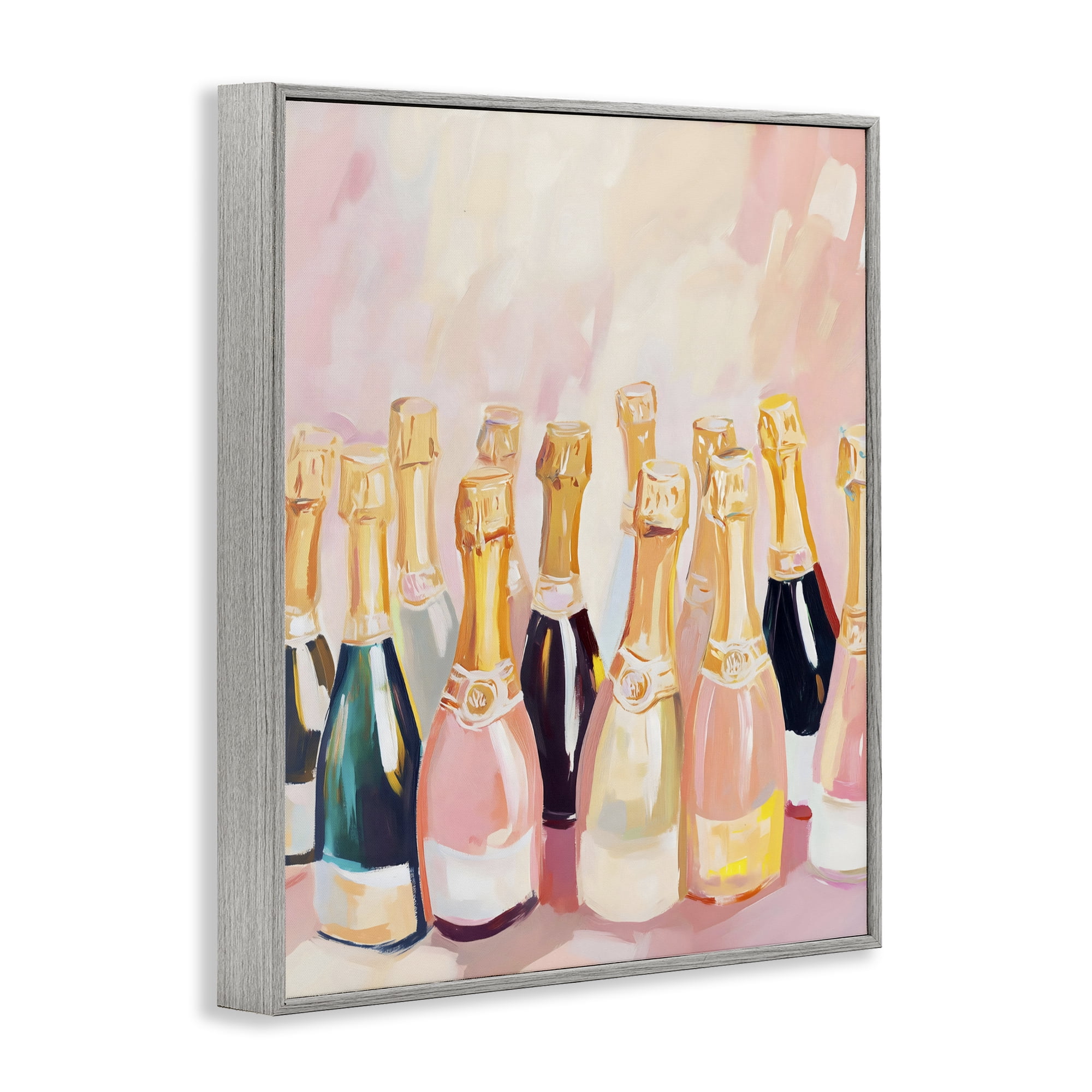 Stupell Industries Blush Champagne Bottles Collection Gray Framed Giclee Art, design by The Prints Vibe