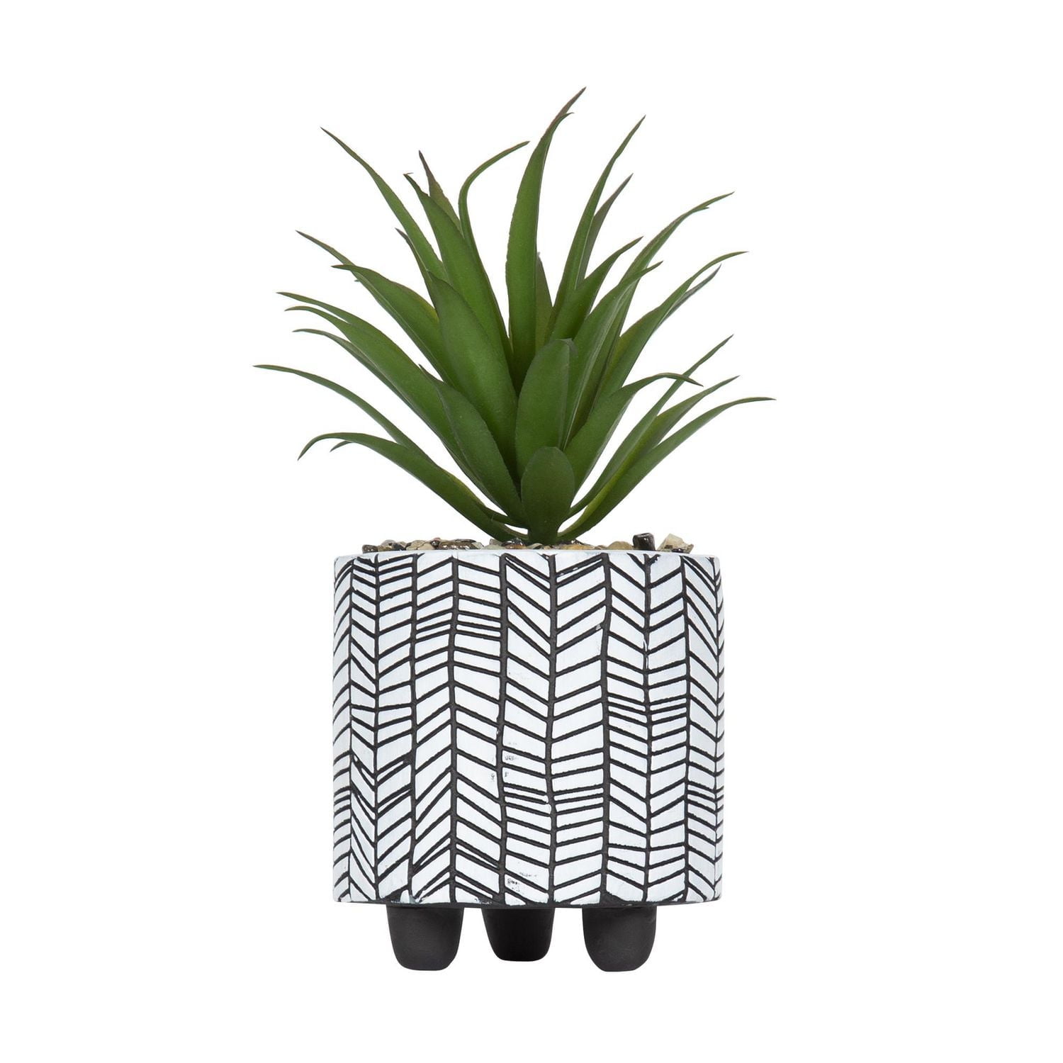 Plante grasse artificielle Gwinnett dans un pot avec chevrons de hometrends