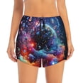 thumbnail image 2 of Balery Outer Space Floating Numbers And Letters Pantalones cortos deportivos para mujer con forro y dos bolsillos, elásticos, para entrenamiento, gimnasio, yoga-X-Large, 2 of 7