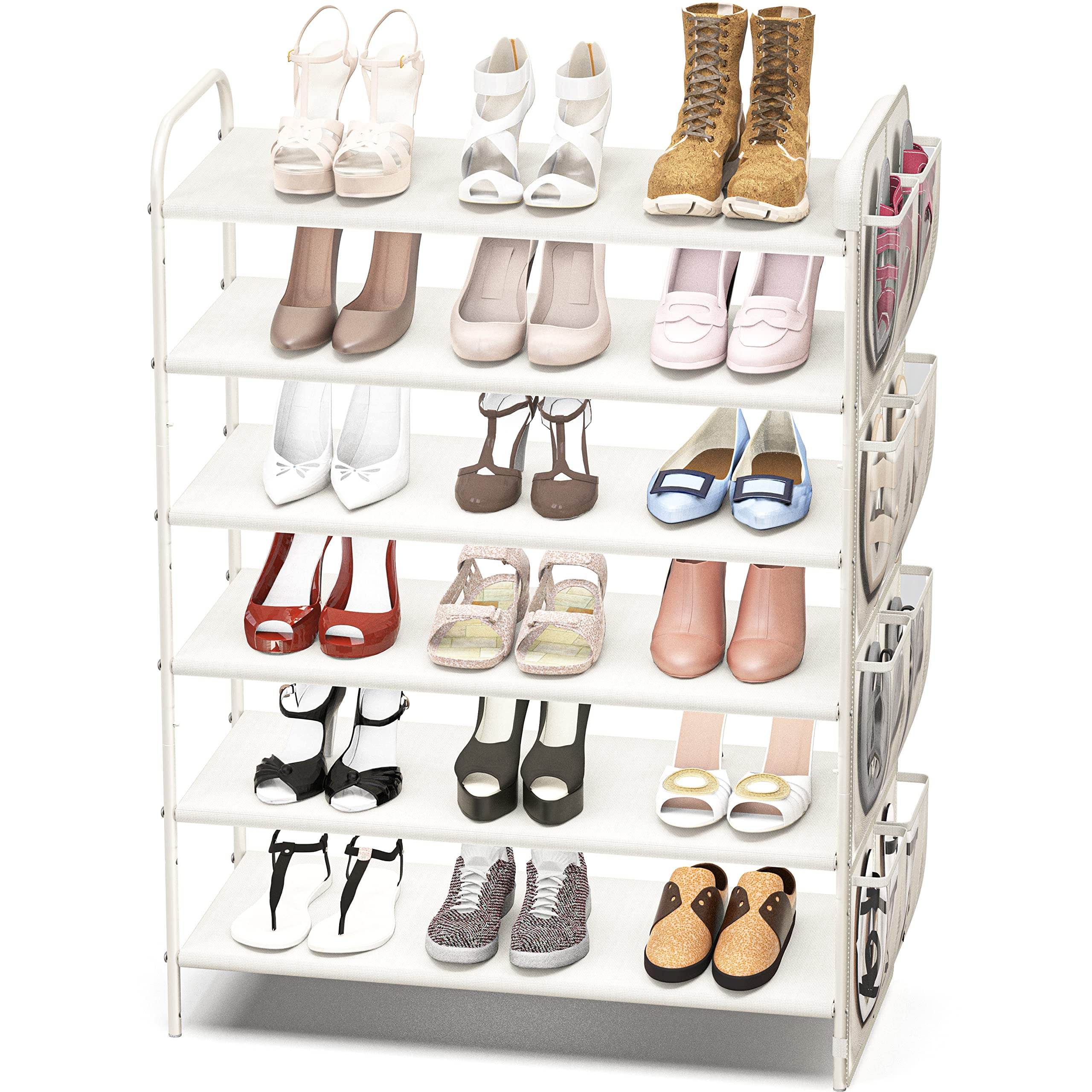 Simple Houseware 8 Tiers Shoe Rack with 10 Hanging Side Pockets and Clear  Cover, Bronze