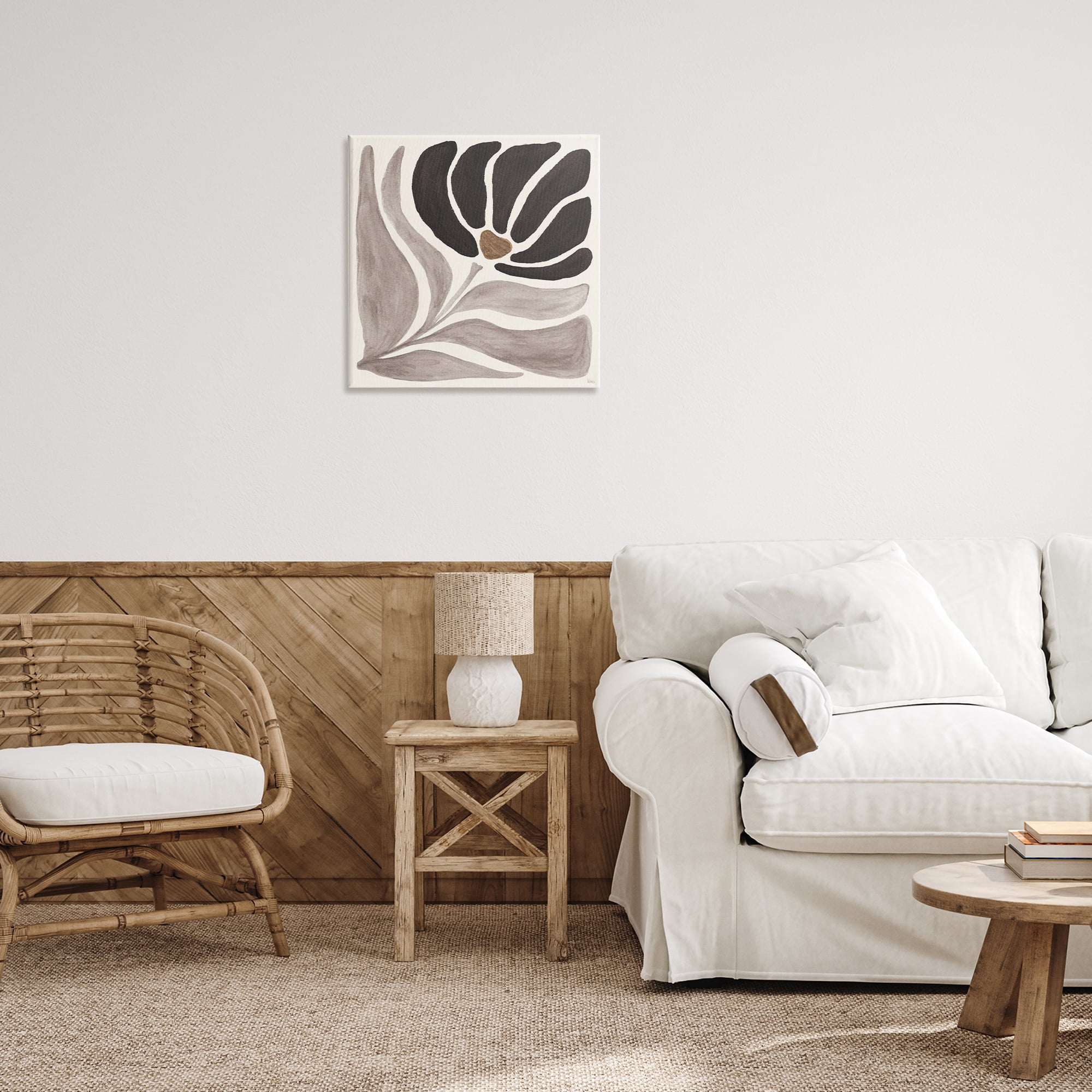 Stupell Industries Modern Neutral Bloom Botanical & Floral Painting Gallery Wrapped Canvas Art Print Wall Art, 24 x 24