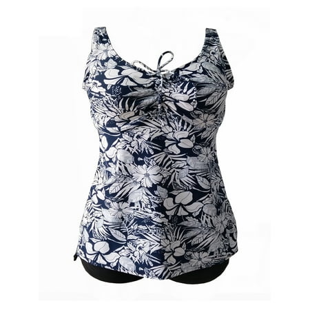 SAYFUT Women's Two Piece Swimwear Floral Tankini Set Drawtring Bikini Set Bathing Suit Beachwear Plus Size