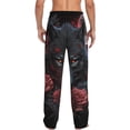 thumbnail image 3 of Uemuo Rose Full Moon Black Wolf Pattern Men's Wide Leg Palazzo Lounge Pants with Pockets Light Weight Loose Comfy Casual Pajama Pants-Medium, 3 of 9