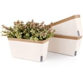 thumbnail image 1 of 27cm Self-Watering Flower Box Herb Pot With Earth Irrigation System Green Set Of 3 Plastic Flower Pot Planter Rectangle For Kitchen Balcony Windowsill, 1 of 6