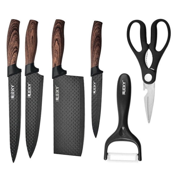 6 Pieces Professional Kitchen Knife Set, High Carbon Stainless Steel Forged Chef Kitchen Knife Set Cooking Paring Cutting Slicer