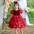thumbnail image 4 of Vestido de niña con falda de pastel, vestido de cumpleaños para niña de las flores, vestido de baile con lentejuelas, vestido de princesa, 4 of 6