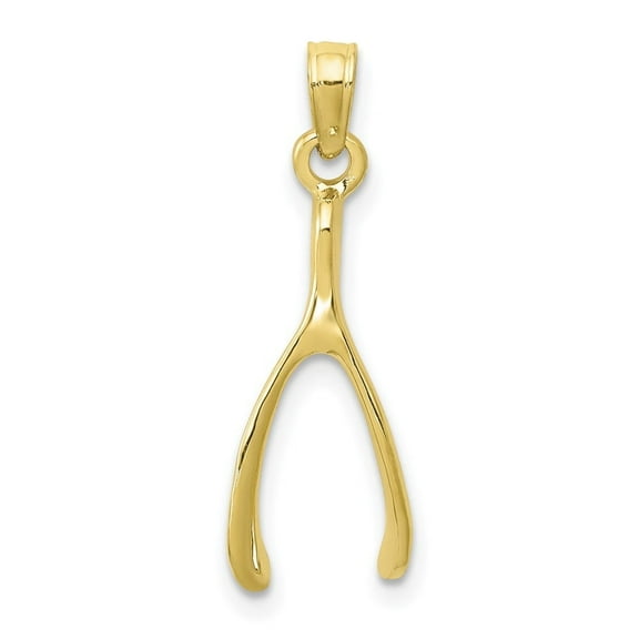 Diamond2Deal 10K Yellow Gold Wishbone Charm Pendant for Women (L- 0.87 inch, W-0.31 inch)