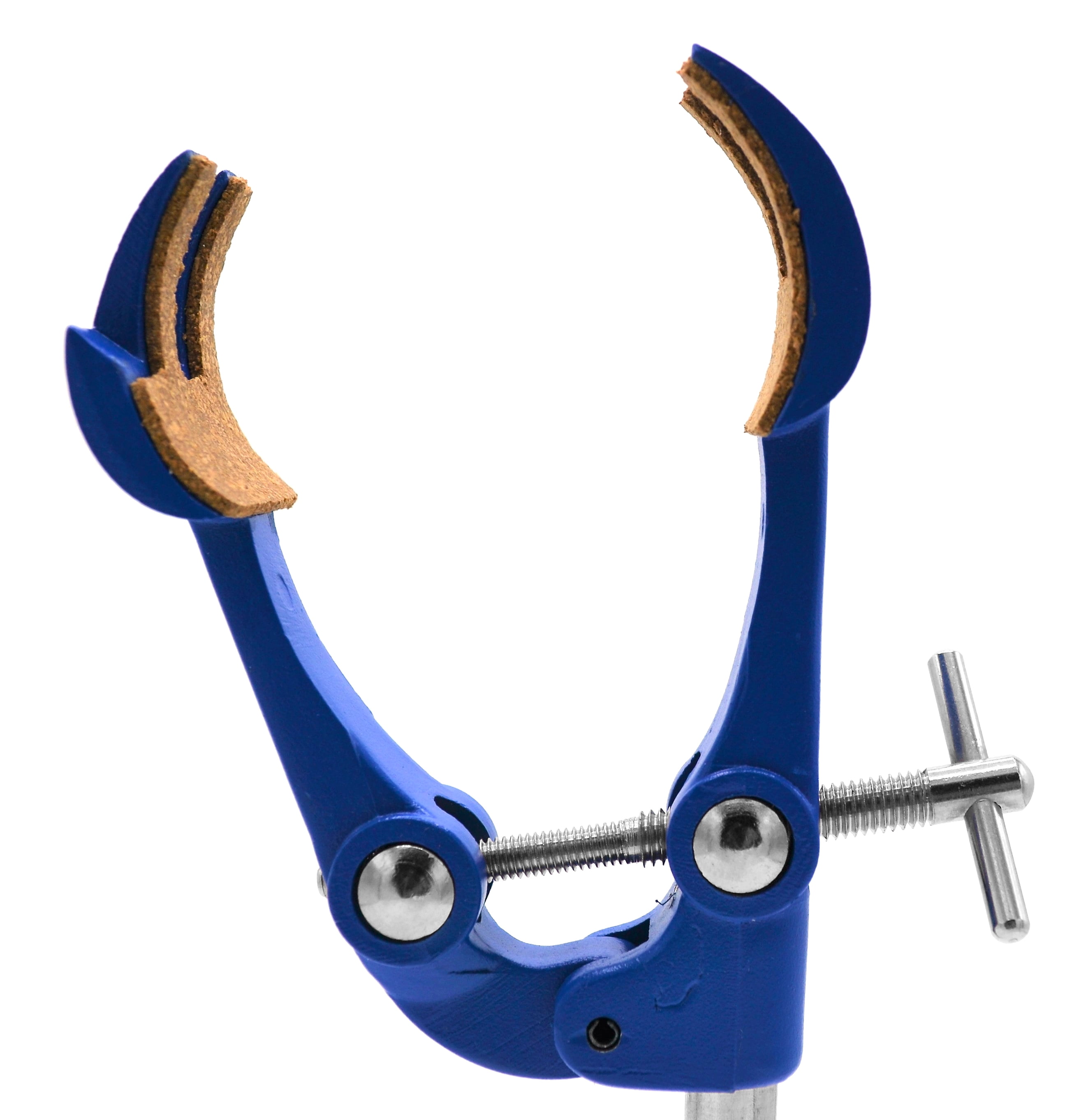 4 Prong, Cork Lined Clamp on Swivel Bosshead - 4.1" Max Clamp Opening, Bosshead fits up to 18mm Rods - Zinc Alloy Clamp - Research, Industrial Laboratory Grade -  Eisco Labs