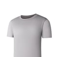 thumbnail image 3 of FRSASU Men's Casual Solid Color Short Sleeve Crew Neck Soft Fitted Elastic Tees Fresh Classic T-shirts Gray, 3 of 5